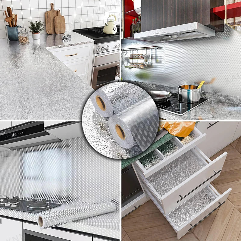 Kitchen Oil-proof Waterproof Stickers Aluminum Foil Stove Cabinet Qme
