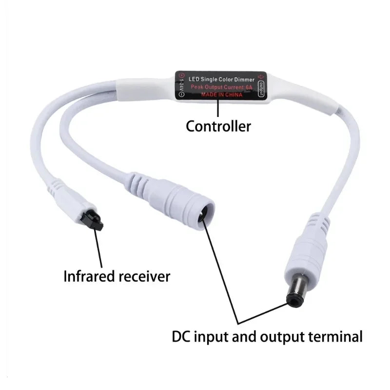 3pcs Mini Infrared Remote Control Dimmer for Single Color LED Ribbon Strip LED Tape DC5-24V 30W 72W IR 6 Key Remote Controller Qme