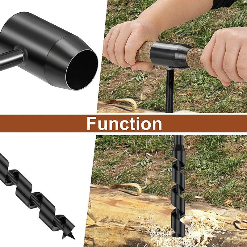 Outdoor Extended Drill Bit Hand Wood Punch Manual Auger Bush-craft Qme