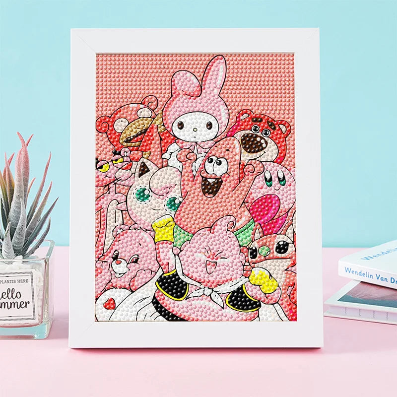 Hello Kitty Kuromi Diamond Painting DIY Craft Kit with Frame Cartoon Diamond Painting for Students Diamond Painting Gift Qme 36