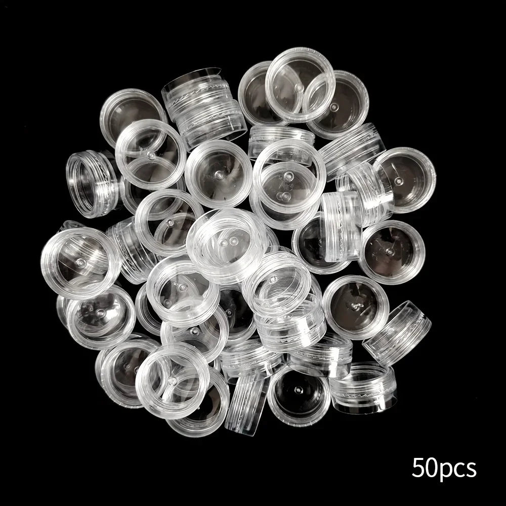 6/50pcs Plastic Sample Bottles, Cream Bottles Mini Cosmetic Container Jars, Suitable for Nail Art Ornaments Powder Storage Qme