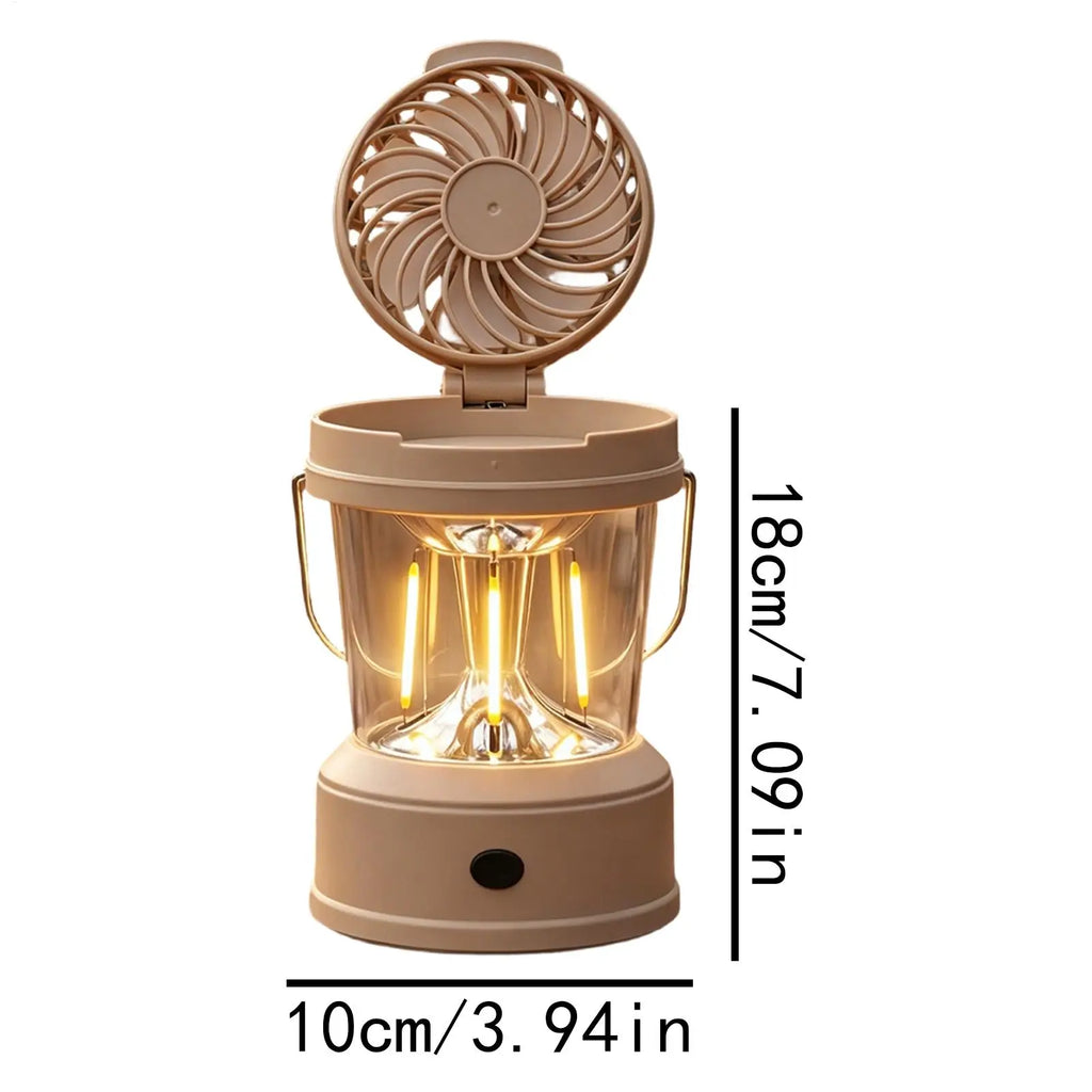 Camping Fan LED Lantern Foldable Portable 2-in-1 Brightness Electric Qme