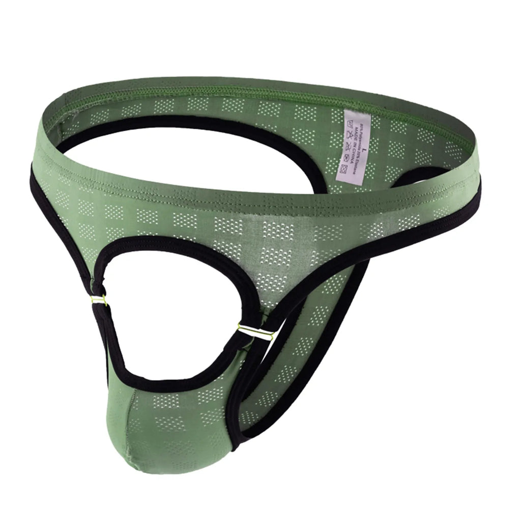 Sexy Metal Buckle Erotic G-thong Front Opening Design Fashion Men Underpants Solid Color Thin Comfy Home Panties Qme