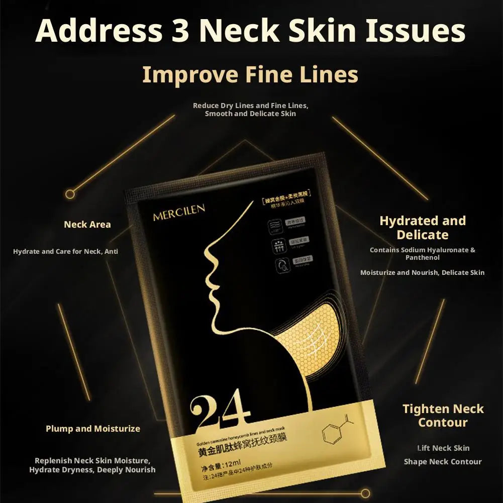 Honeycomb Neck Mask Golden Moisturizing Pads Firming Lifting Qme