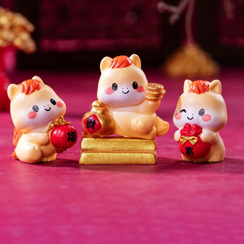 2026 Year Figurines Miniatures Cartoon Lucky Horse Micro Landscape Qme