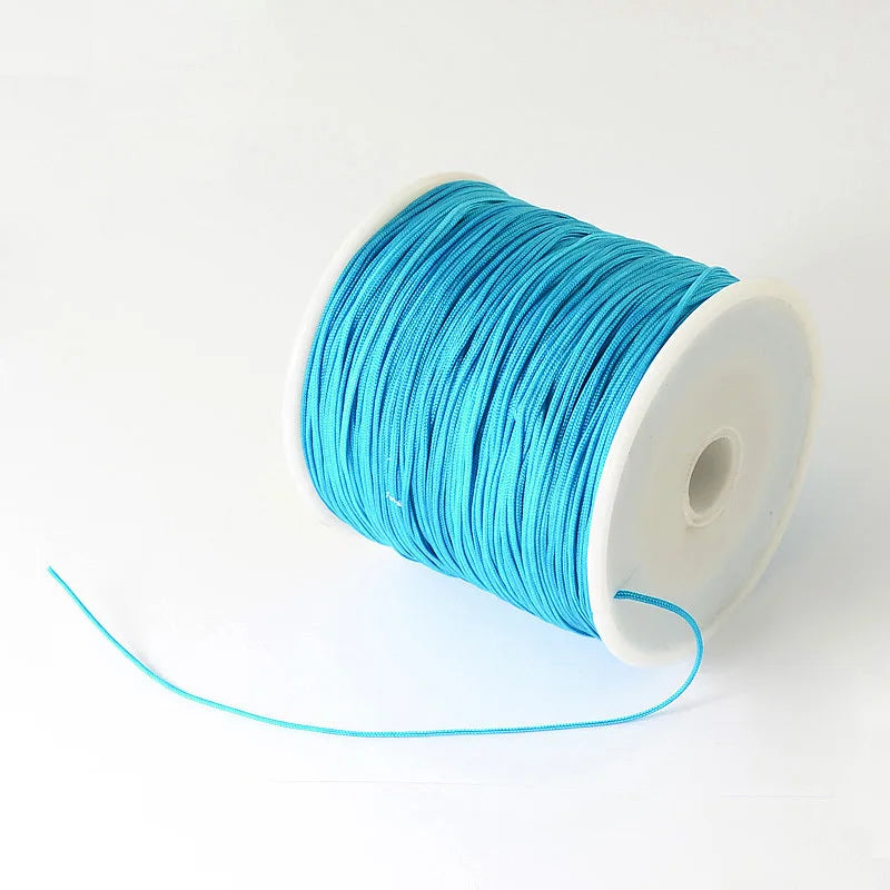 PandaHall about 150yards/rollBraided Nylon Thread Chinese Knotting Cord Beading Cord for Beading Jewelry Making Colorful 0.5mm Qme Deep Sky Blue 0.8mm