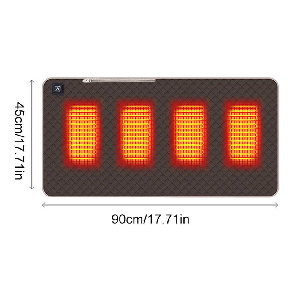 4 Heated Areas Camping Chair Heated Cushion Portable Heating Mat Cushion 3 Adjustable Temperature Type C/USB Charging for Winter Qme Dark Brown 45X90CM Oxford Cloth Autumn And Winter