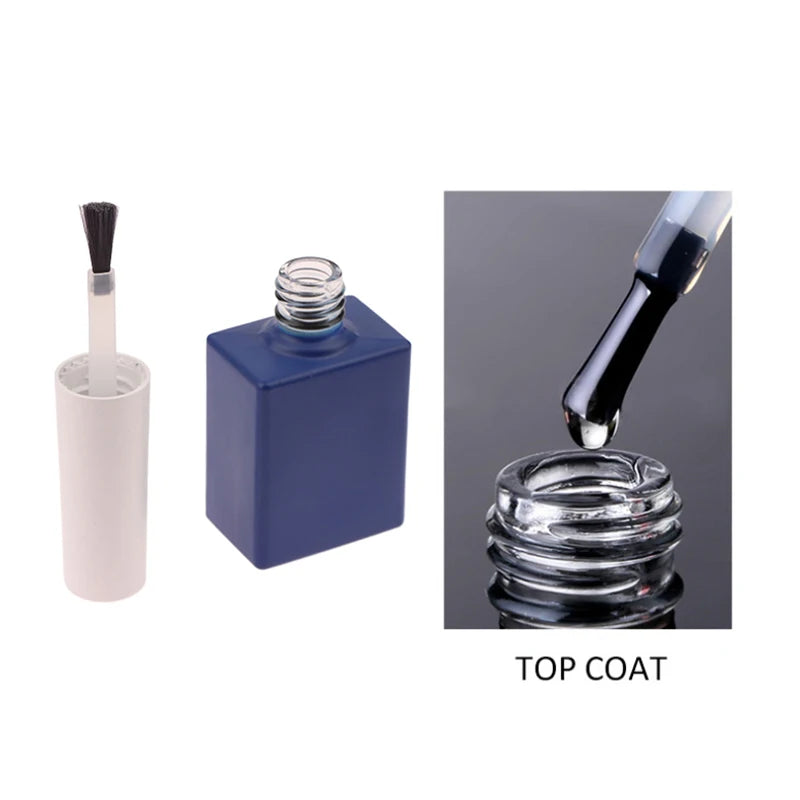 Blue Glass Nail Polish Bottle Brush Empty Refillable Container Gel Qme