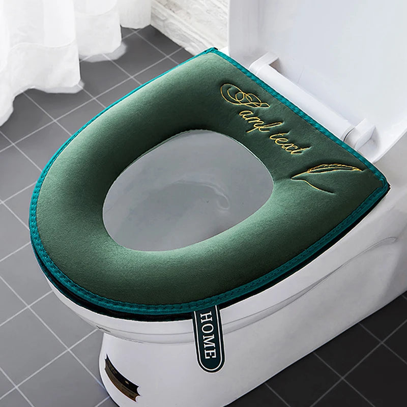 Universal Toilet Seat Cover Winter Warm Soft WC Mat Washable Removable Zipper Qme