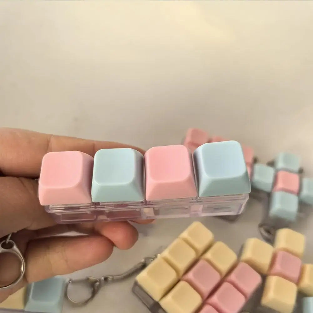 Keyboard Caps Toy Press Stress Relief Fidget Button Key Caps Fidget Keychain Keyboard Keychain Toys Finger Keyboard Key Toy Qme