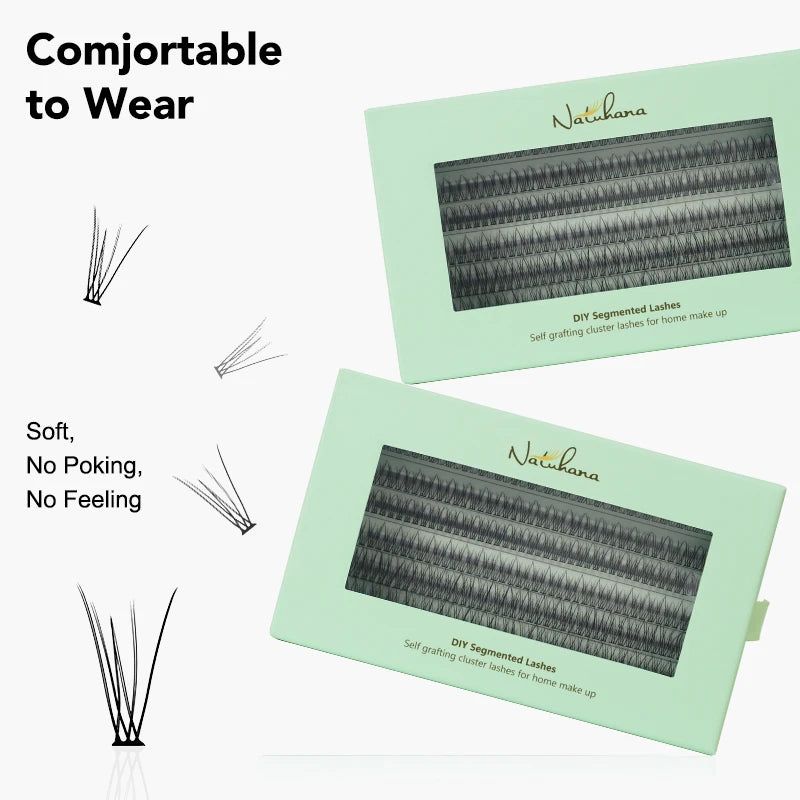 NATUHANA M Curl Premade Clusters Wispy Spiky DIY Lash Extensions Easy Qme