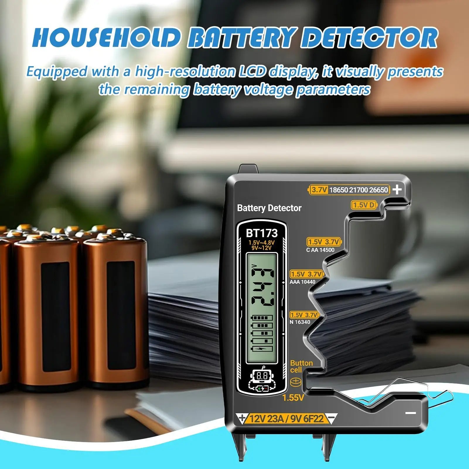 Home Battery Tester Precision Voltage Detector D C AA AAA N 9V Button Qme