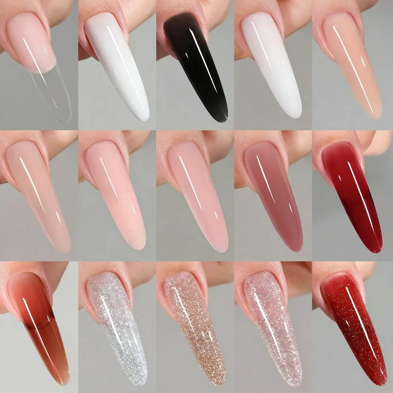 15 Colors Steel Level UV Hard Builder Gel, 30ml Fast Nail Extension Gel, High Viscosity Non-Brittle Long Lasting Soak Off Gel Qme