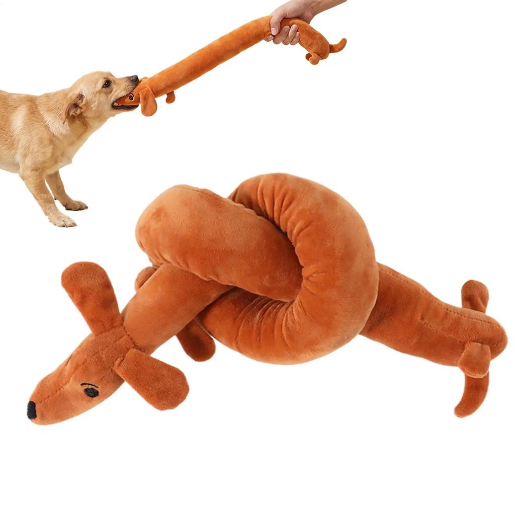 Squeaky Dog Toys Dachshund Shape Interactive Soft Companion Dog Chew Toys for Indoor Play Training Teething Boredom Relief Qme CN