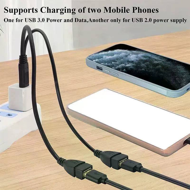 USB Dual Output Data Cable 1 2 Fast Charge Splitter Portable Offline Qme