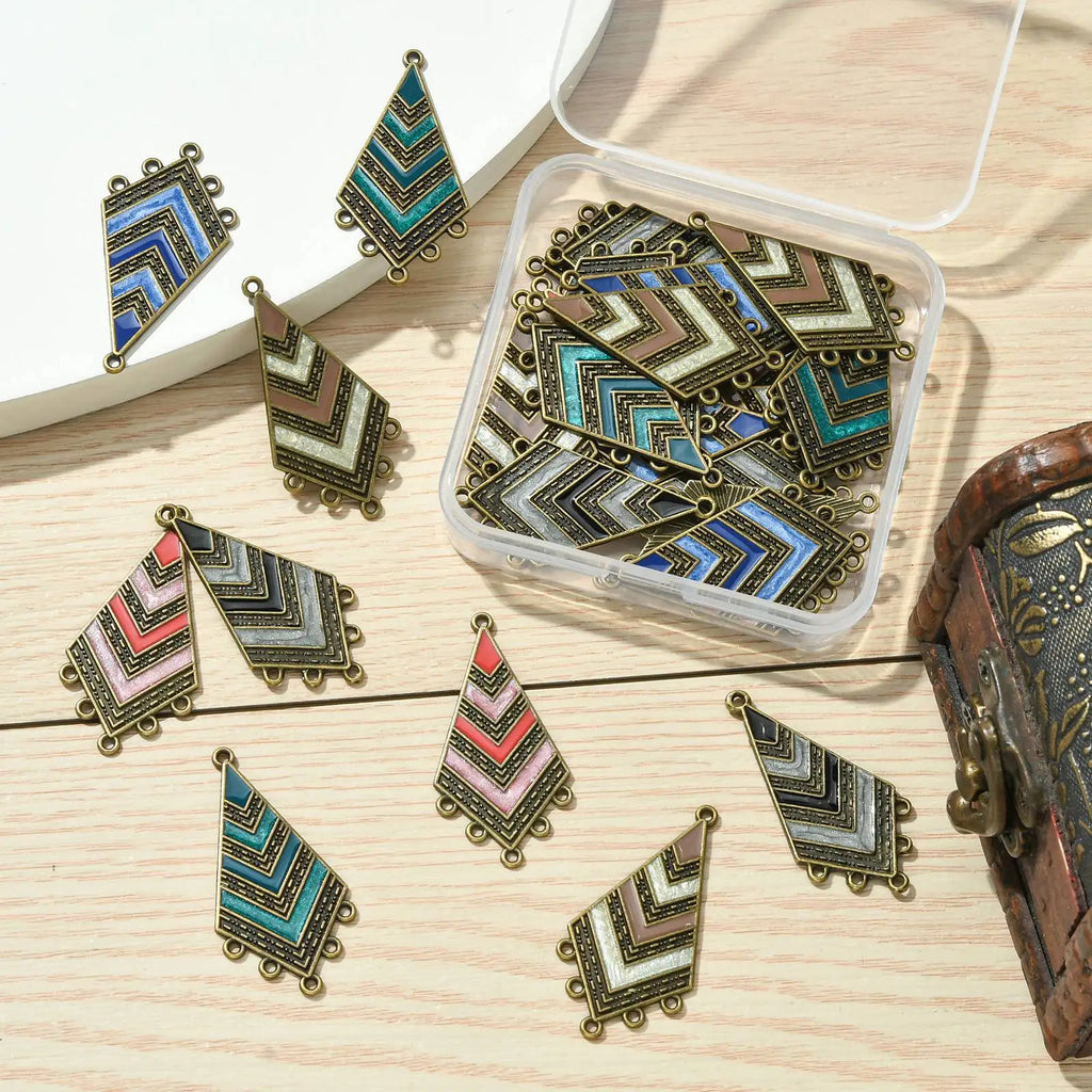 PandaHall 30Pcs 5 Colors Boho Chandelier Components Links Antique Bronze Tibetan Style Connector for Earrings Jewelry Making Qme