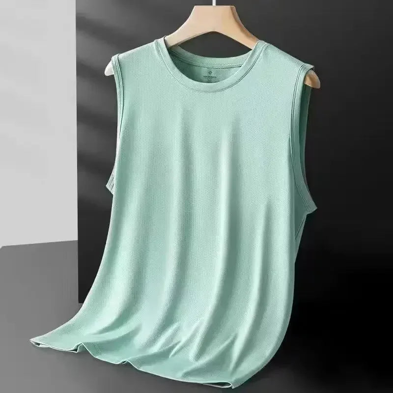 Men's Trendy Thin Breathable Quick Drying Sports Casual Wide Shoulder Sleeveless T-shirt Tank Top Casual Fashion Outerwear Qme GN 5XL