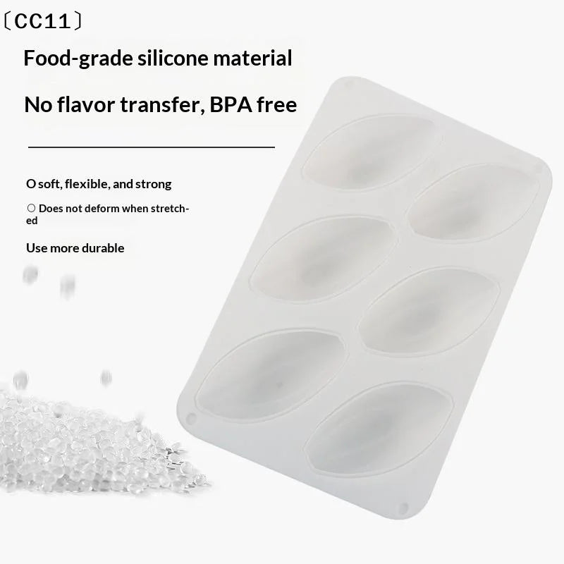 6 Hole Cocoa Pods Design Pudding Silicone Mousse Mold DIY French Qme