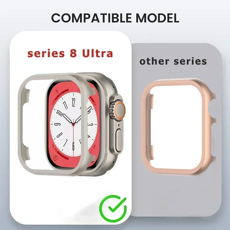 Accessories for Apple Watch Case 45mm 44mm Metal Bumper Protective Cover Frame for iWatch SE Series 7/6/5/4 Cases Aluminum Gold Qme
