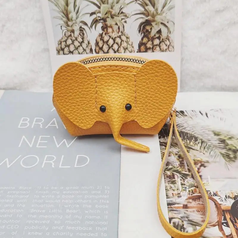 PU Leather Elephant Money Bag Women Coin Purse With Key Ring Multifunctional Zipper Storage Bags Key Case Qme style 7