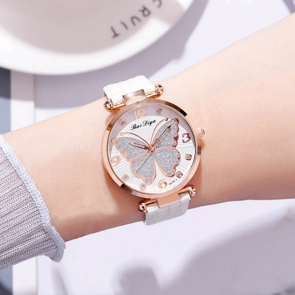 Women Leather Strap Analog Quartz Watch Men's Watch Blue Glass Belt Business Watch Ladies Wrist Watch Reloj Mujer Lady Dress Qme