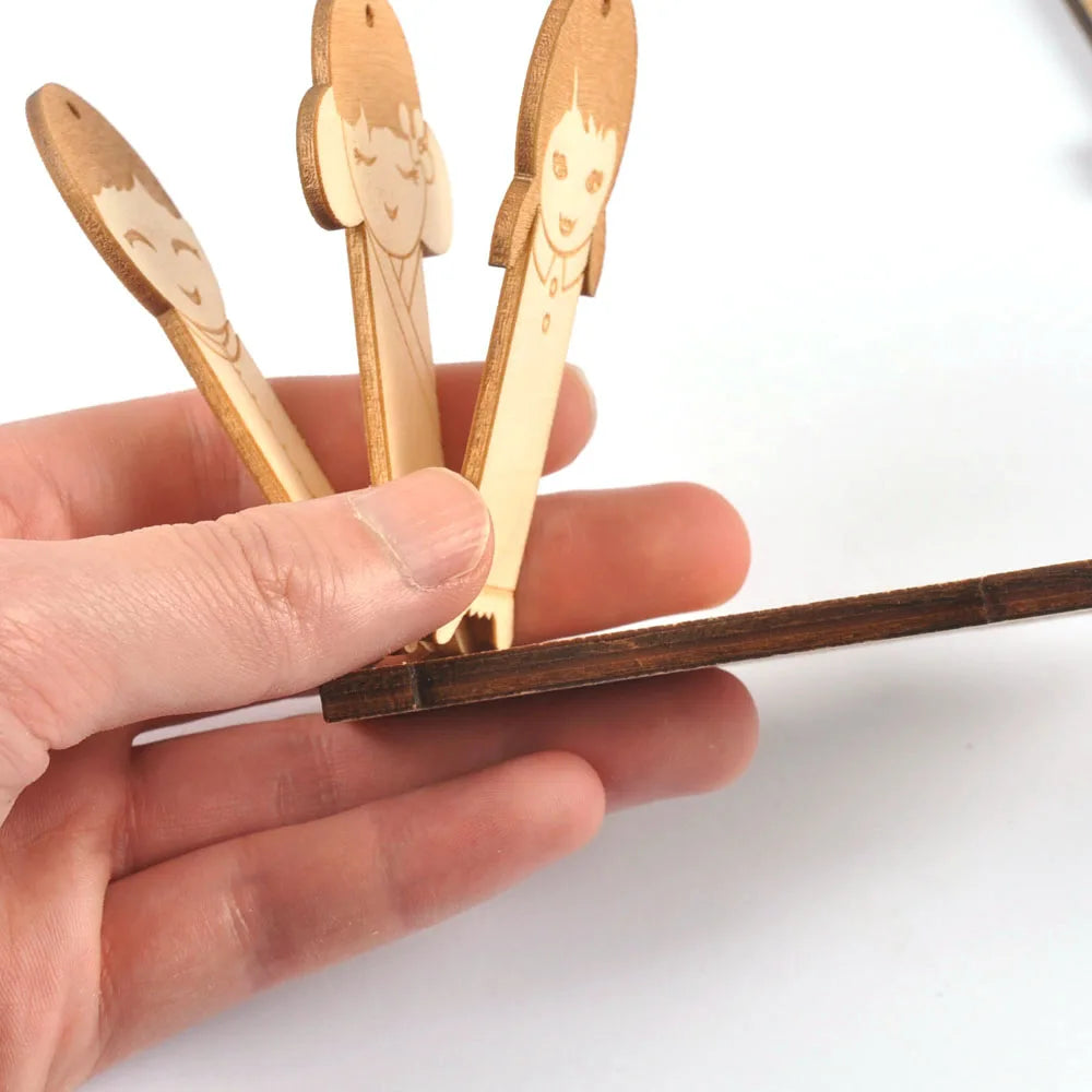 10Pcs Lovely Girl/Boy Wooden Bobbin Spools Cord Wire Unfinished Wood Spool String For Finishing Ribbons Trims Sewing Supplies Qme