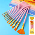 Flat Nylon Bristle Brush Watercolor Oil Paint Fabric Durable Artist Qme A6