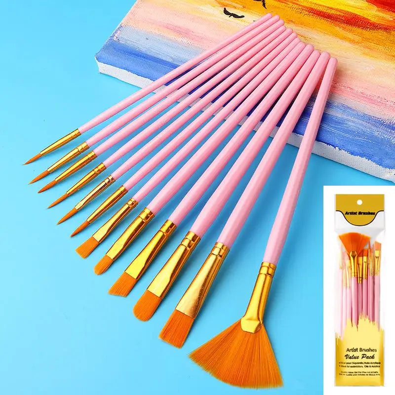Flat Nylon Bristle Brush Watercolor Oil Paint Fabric Durable Artist Qme A6