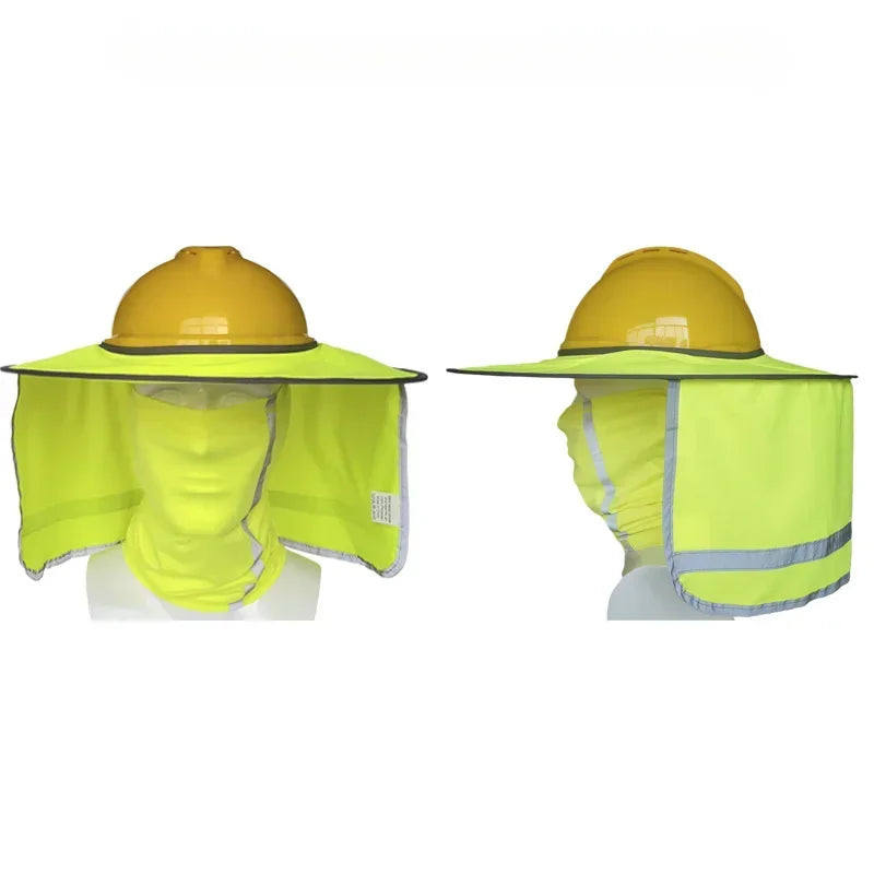 Outdoor Construction High Visibility Sun Neck Shield Full Mesh Safety Hard Hat with Sun Shade Neck Protection for Men Qme