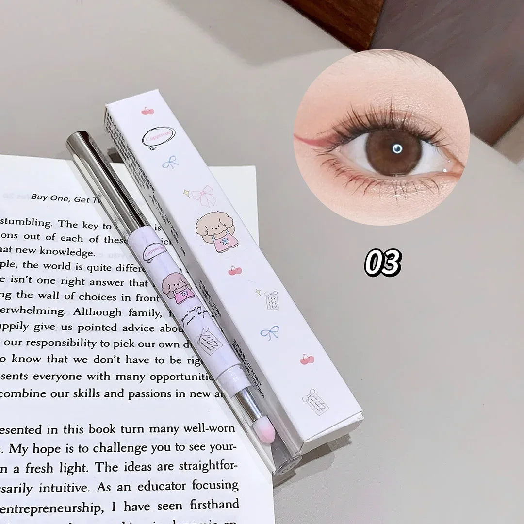Double-head Milk Green Eyeliner Shadow Pencil Waterproof Lasting Ultra-thin Shimmer Matte Colorful Eyeliner Gel Pen With Brush Qme 03