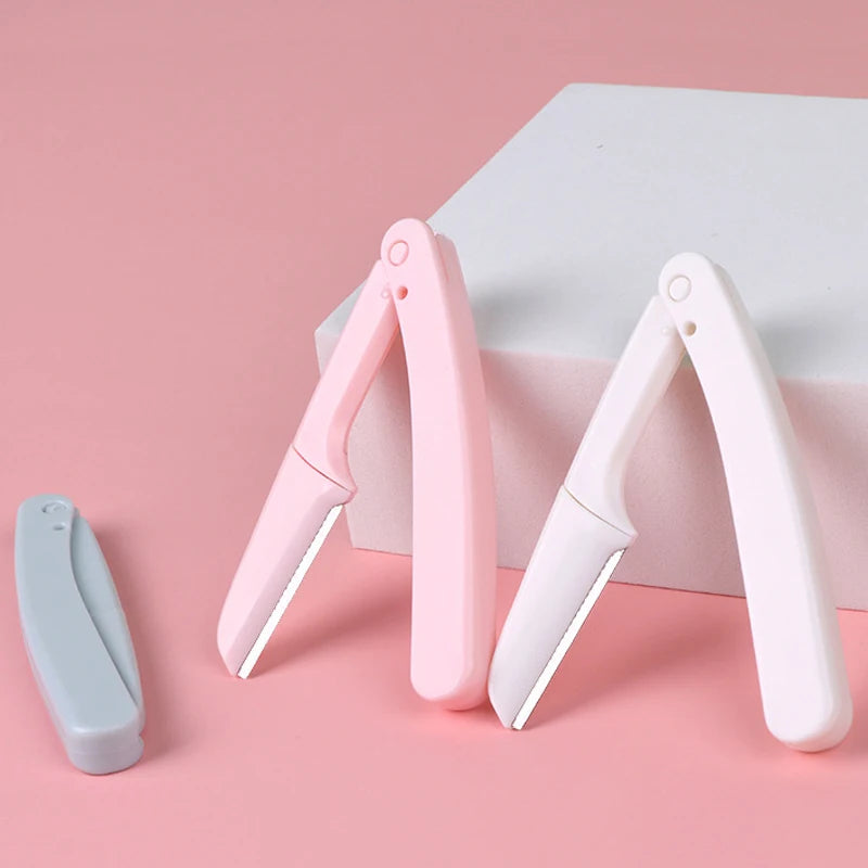 Fold Eyebrow Trimmer Scissors Hair Remover Comb Razor Clip Makeup Qme