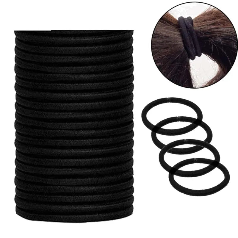 10/30/50PCS 4MM Black Ponytail Holder Elastic Hair Bands Scrunchies For Women Men Girl Lady Hairband Leagues Headband Accessory Qme