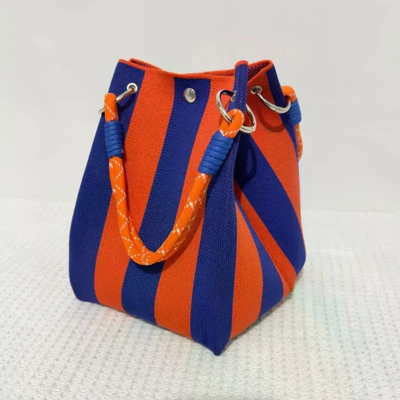 Multi-color Knitted Retro Bucket Handbag Is Simple And Color-blocked Versatile And Easy To Carry With You Qme