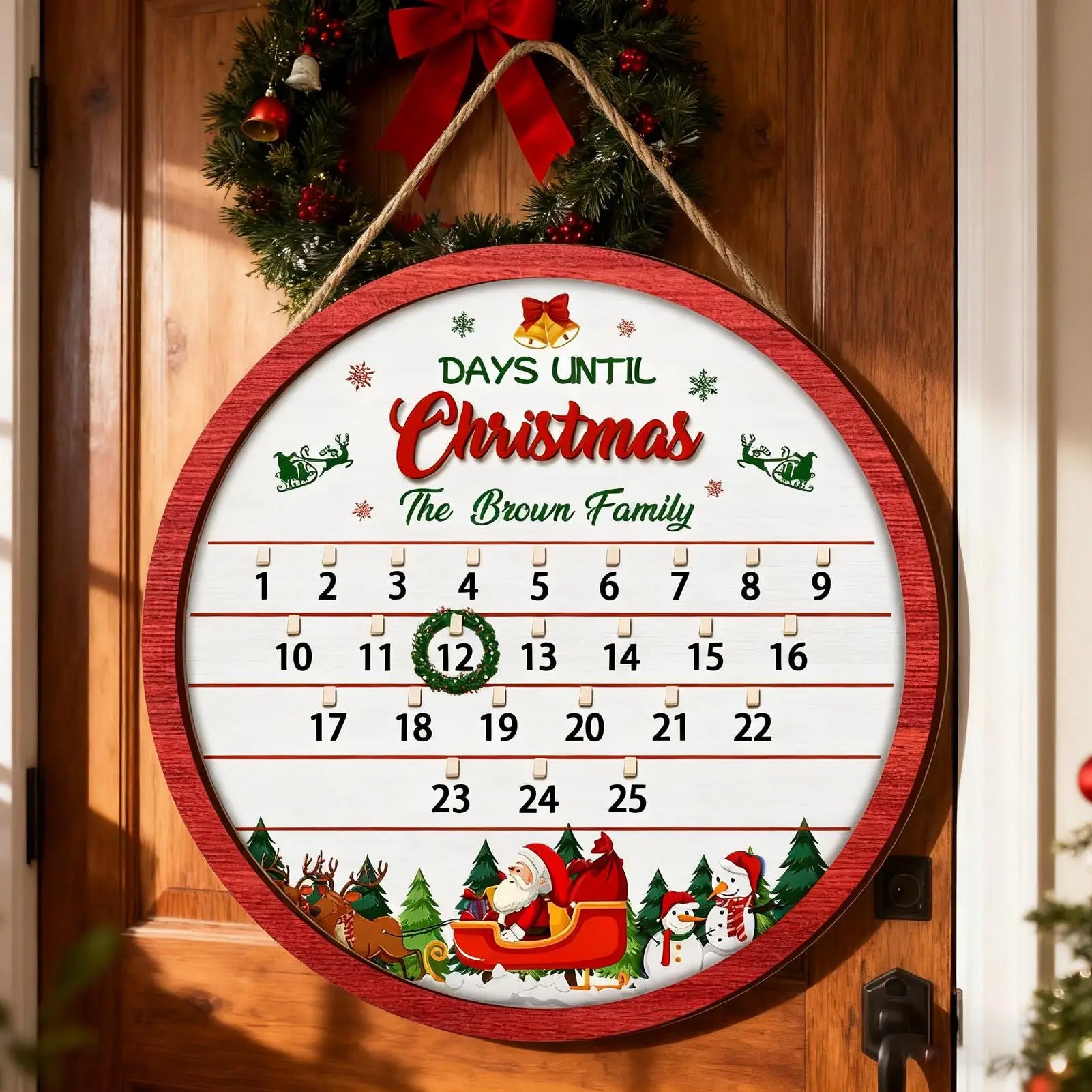Christmas Calendar Advent 2025 Sign Home Decor Countdown Ornaments Qme
