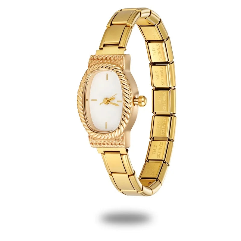 Vintage Luxury HighQuality Women Men Stainless Steel Shake Rotate Pearl Round Watch Bracelet For Friend Birthday DIYJewelry Gift Qme S 14