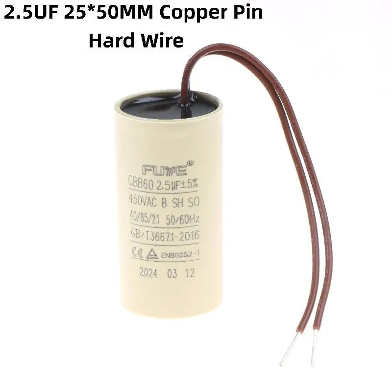 1/5Pcs 2/2.5/3uF Capacitor For Air Compressors Pressure Washers CBB60 Capacitor For Circulating Water Pump Hanging Fireplace Qme B 1pcs