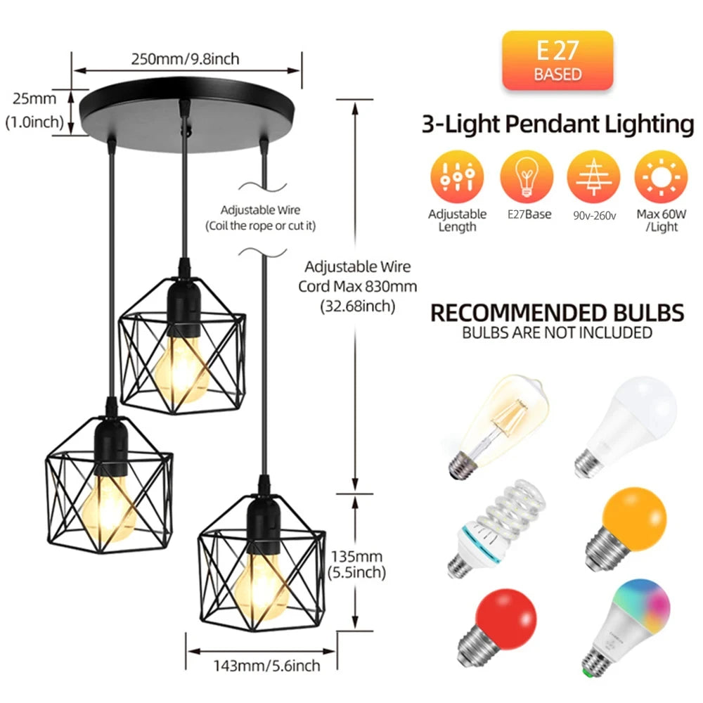 Vintage Chandelier Led Ceiling Lighting Nordic Style Hanging Lamp Dining Living Room Home Christmas Decor Pendant Light kitchen Qme