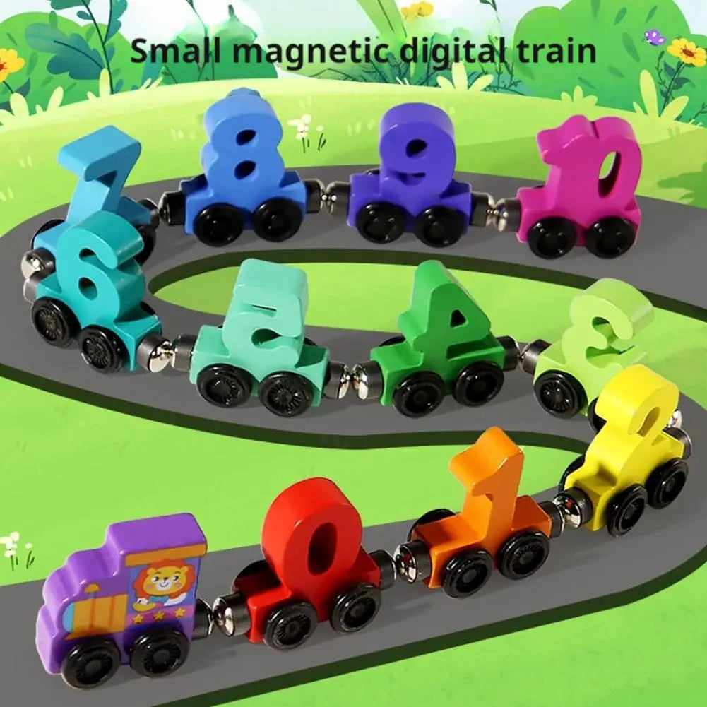 Wooden Number Digital Magnetic Train Toys Colorful Building Blocks Educational Hand-eye Coordination Magnetic Digital Train NEW Qme