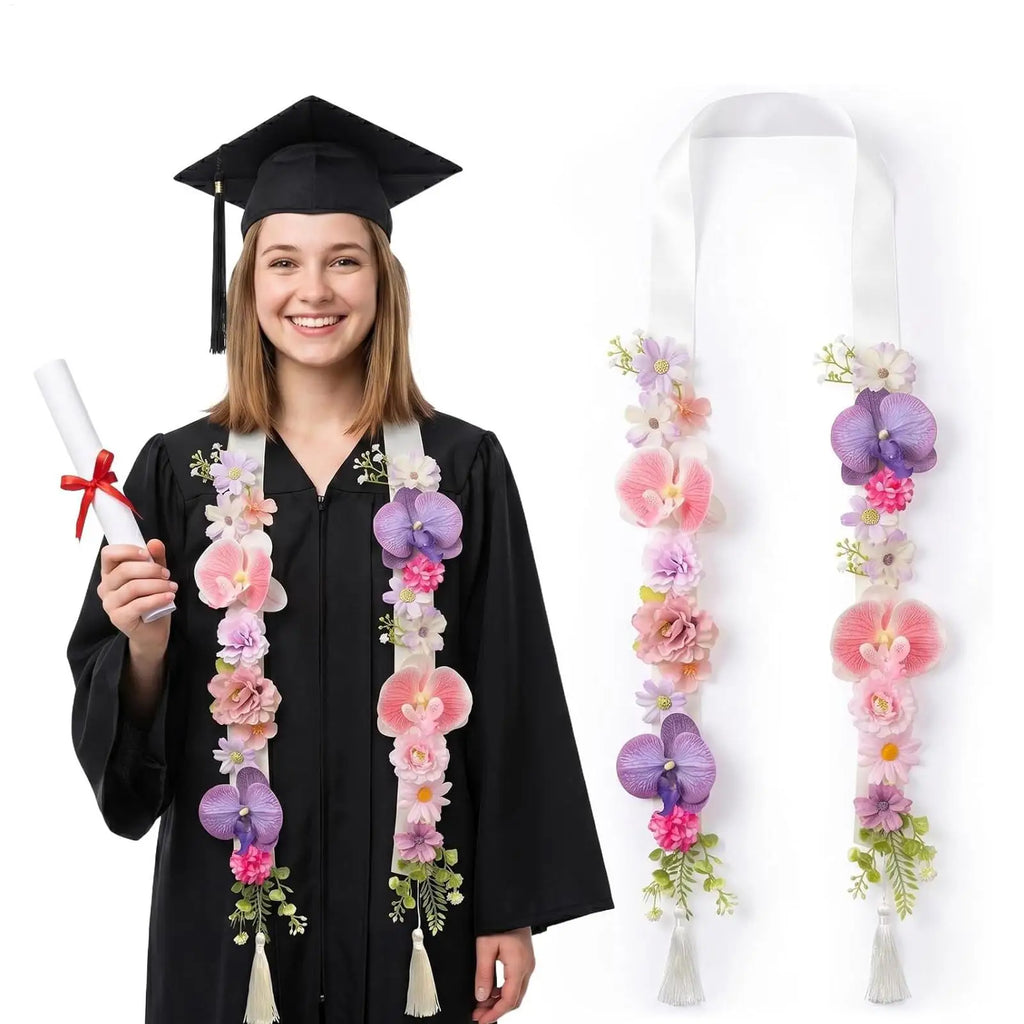 Graduation Flower Lei Artificial Tropical Cute Satin Stole Class 2026 Qme