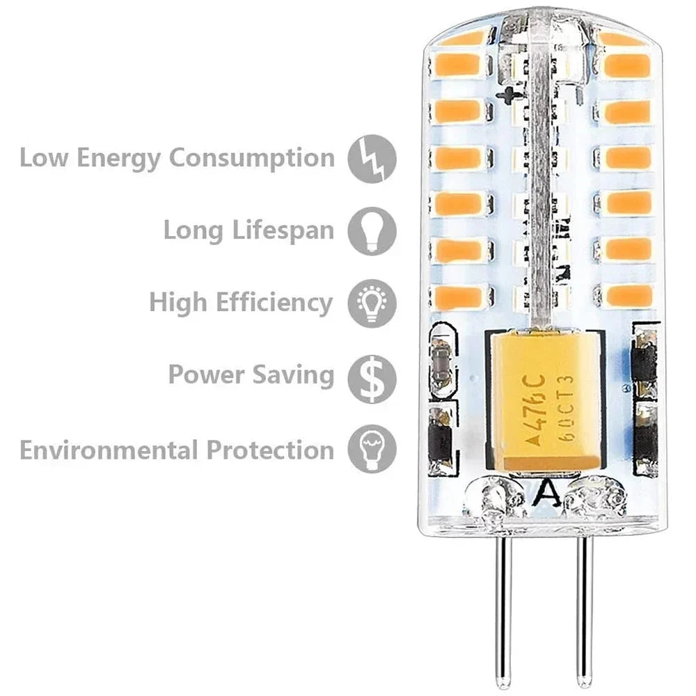G4 LED Light Bulbs Warm/Cold White 2700K-6000K 3W Equivalent to 30W Non-Dimmable T3 Halogen Track Bi-Pin Base 12V Lamp 10Pack Qme