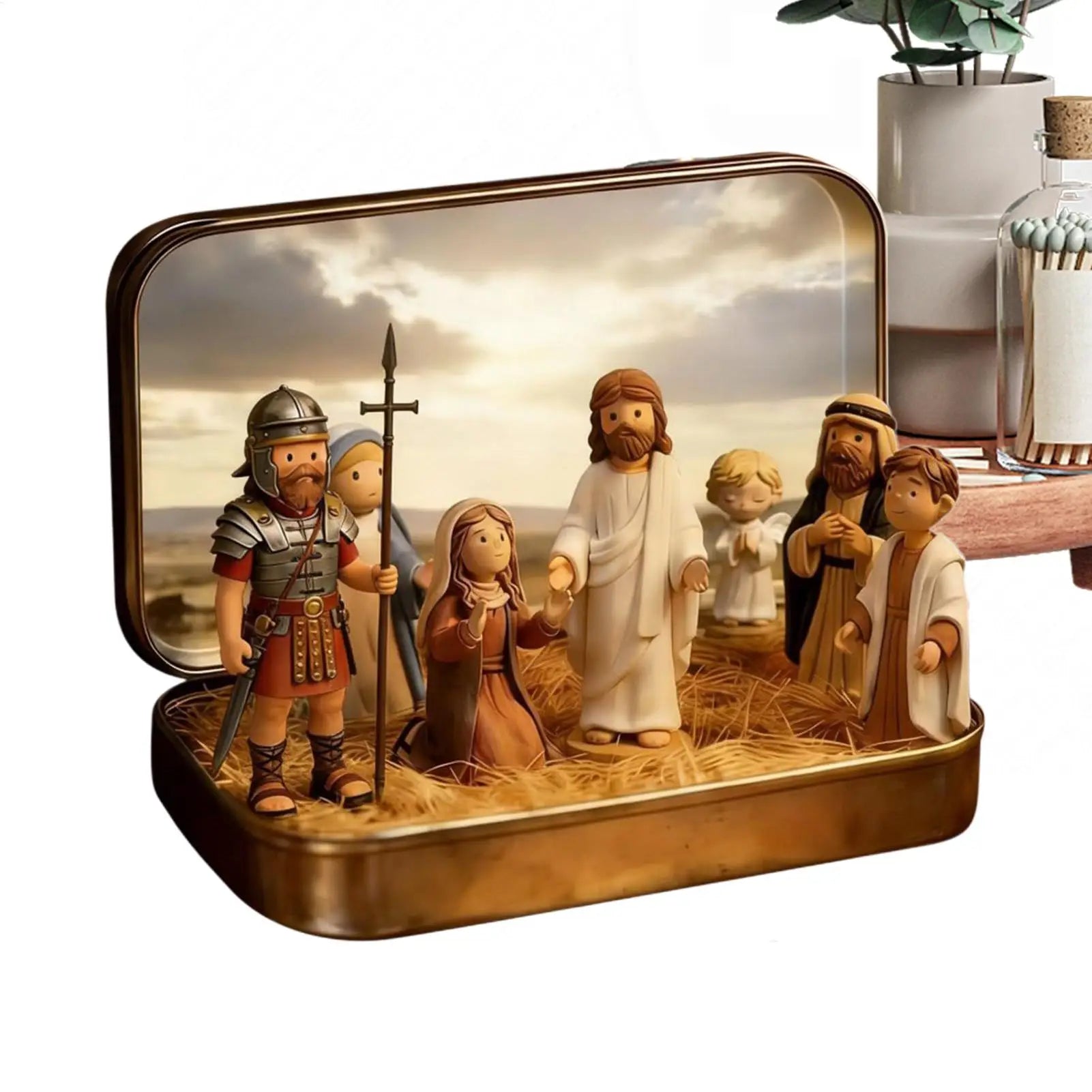 Jesus Figurines Funny Religious Realistic Scene Pocket Easter Mini Qme