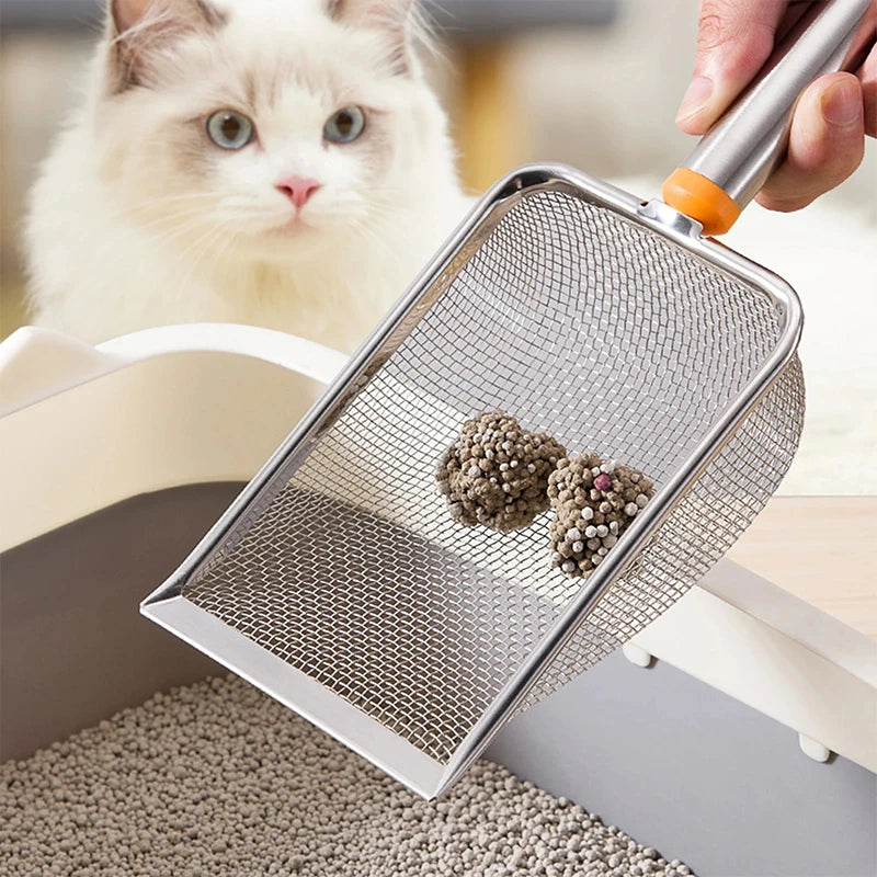 High-efficiency Cat Litter Scoop Fine Mesh Stainless Steel Non-stick Qme