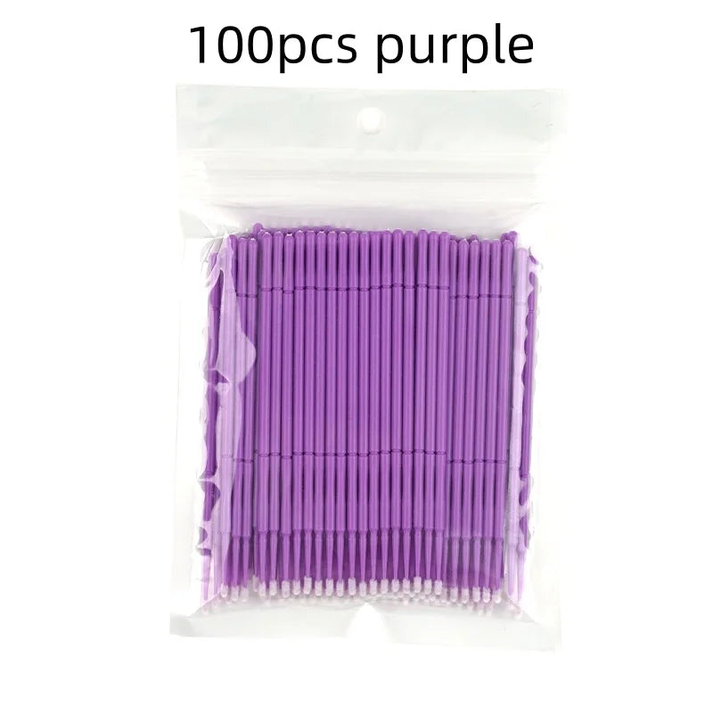 100pcs Microbrushes for Eyelash Extension Makeup Brush Swab Disposable Individual Applicators Mascara Eyelashes Brushes Qme 100pcs purple