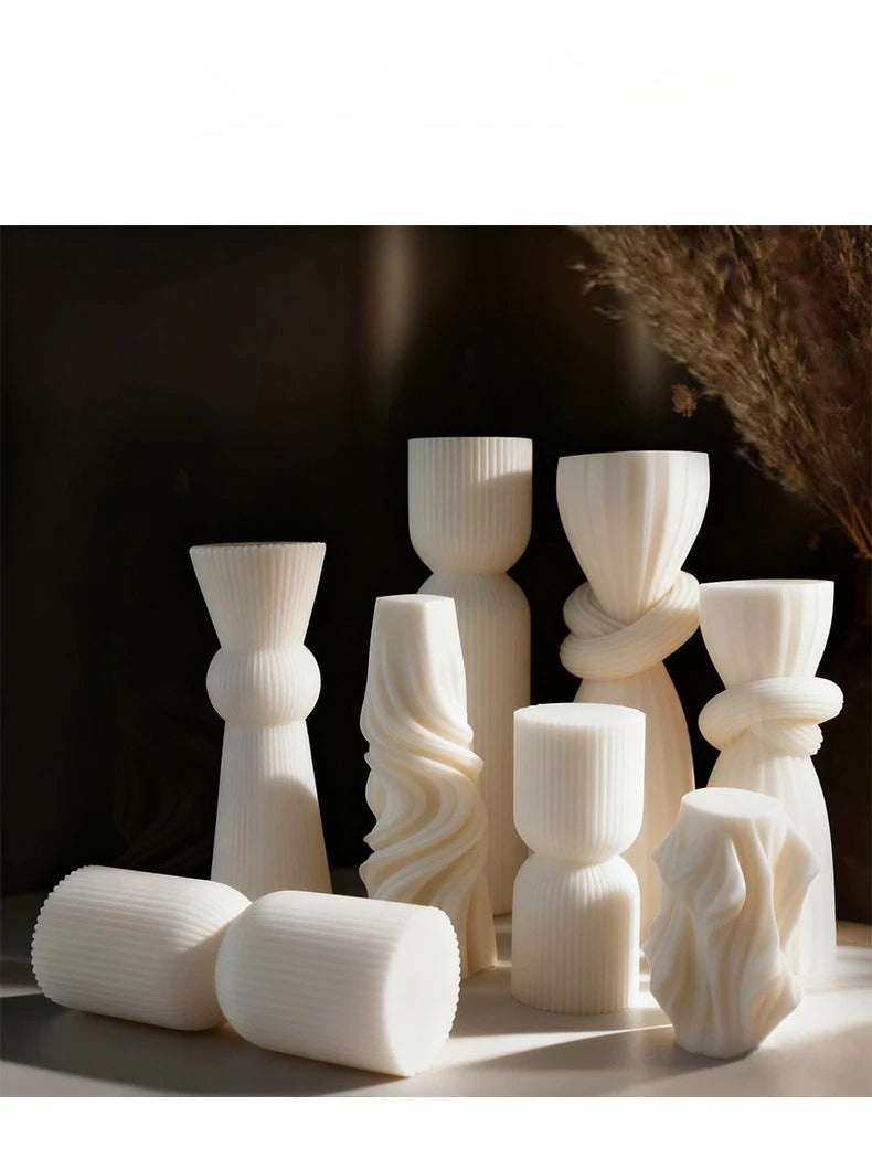 Nordic Minimalist White Scented Candle Atmosphere Home Decor Wedding Arrangement Cylinder Geometric Shape Fragrance Candle Qme