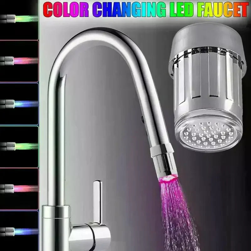 3-Color LED Sensor Faucet Temperature-Sensitive Light Water Saving Stream Light Faucet Aerator Tap Nozzle For Kitchen Bathroom Qme