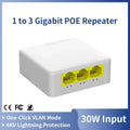 1PCS 100/1000Mbps 1-in-2/3-out PoE Repeater for IP Camera Long-Distance Network Extender RJ45 Splitter Qme 1 to 3 100Mbps