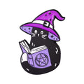 Witch Enamel Pin Punk Black White Cat Brooch Magic Hat Badge Book Wings Lapel Animal Goth Purple Crystal Jewelry Gifts Wholesale Qme style 5