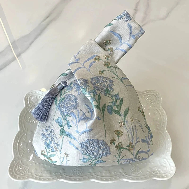Gift Bags Wedding Favors Jacquard Fabric Boxes Tassel Wedding Candy Tote Bags Qme Blue