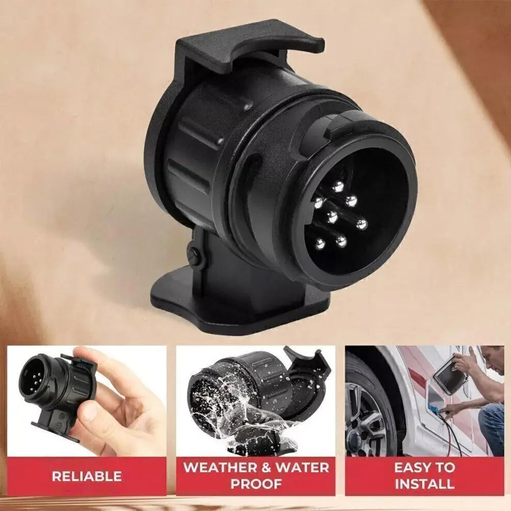 1PCS 13 To 7 Pin Plug Adapter Trailer Connector 12V Towbar Towing Waterproof Plugs Socket Adapter Protect Connections Qme