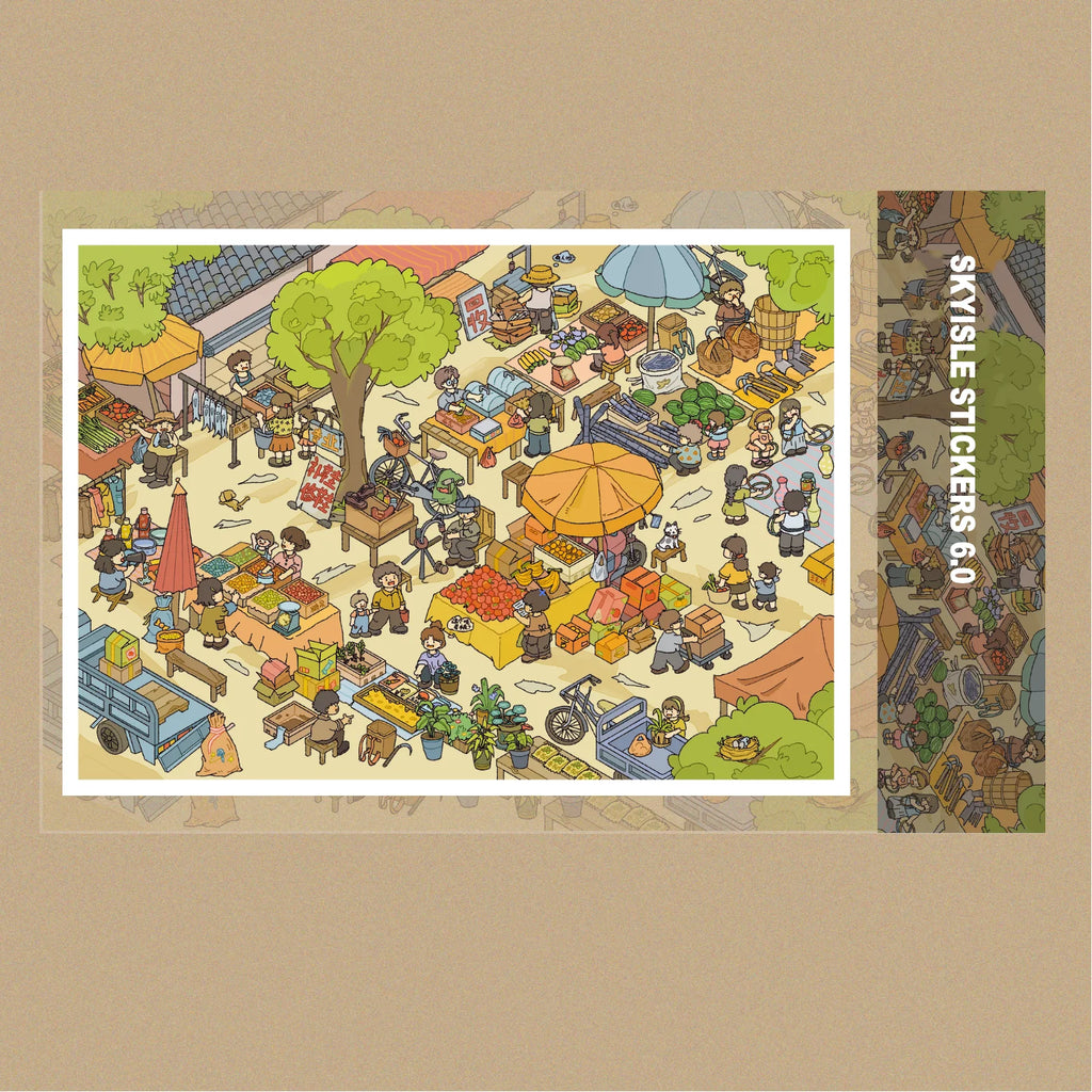 Sky Island Childhood Memories Series Miniature Scene Stickers Festival Collection Scrapbook Manual Stacking Aesthetics Stickers Qme
